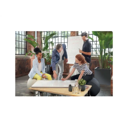 Pizarra de conferencia nobo move&meet blanca magnetica doble cara con ruedas 680x1040 mm