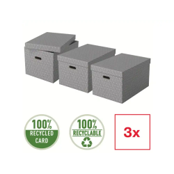 Caja de almacenaje esselte grande color gris 510x355x305 mm pack de 3 unidades