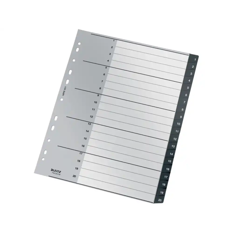 Separador numerico leitz recycle plastico 1-20 juego de 20 separadores din a4+ color negro