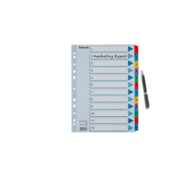 Separador numerico esselte cartulina mylar borra 1-12 juego de 12 separadores din a4 multitaladro multicolor
