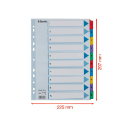 Separador numerico esselte cartulina mylar borra 1-10 juego de 10 separadores din a4 multitaladro multicolor