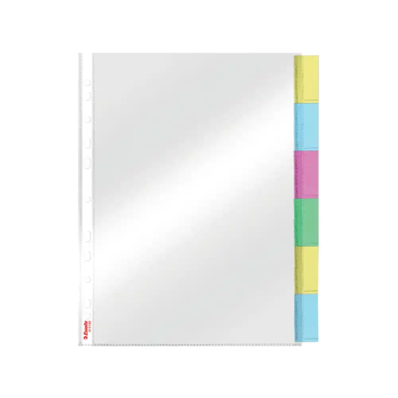 Funda multitaladro esselte con 6 pestaña polipropileno 85 mc cristal 11 taladros con refuerzo pack de 6 unidades