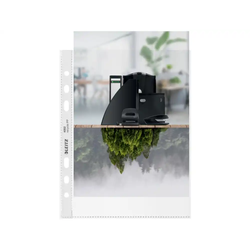 Funda multitaladro leitz recycle din a5 6 taladros polipropileno 100 mc piel de naranja con refuerzo bolsa de