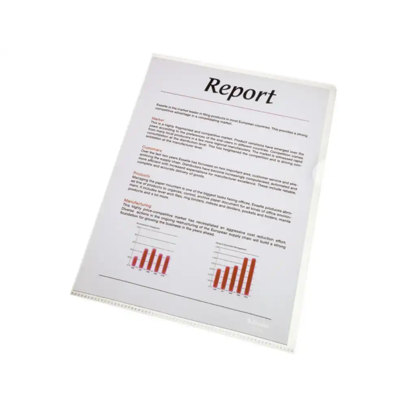 Carpeta dossier uñero esselte din a4 polipropileno 80 mc cristal transparente caja de 100 unidades