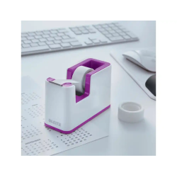 Portarrollo sobremesa leitz wow dual plastico para cintas 33 mt color blanco/violeta