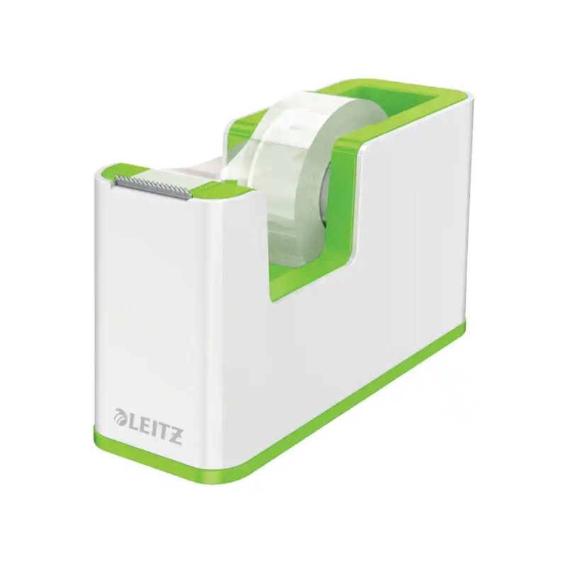 Portarrollo sobremesa leitz wow dual plastico para cintas 33 mt color blanco/verde