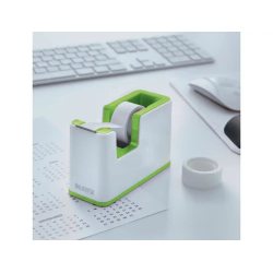 Portarrollo sobremesa leitz wow dual plastico para cintas 33 mt color blanco/verde