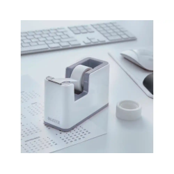 Portarrollo sobremesa leitz wow dual plastico para cintas 33 mt color blanco/gris