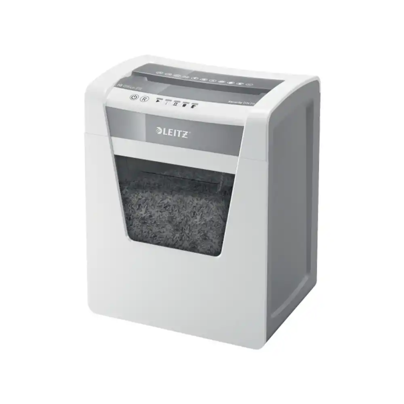 Destructora de documentos leitz iq office p5 capacidad de corte 10 hojas destruye grapas y clips 23 litros