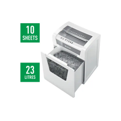 Destructora de documentos leitz iq office p5 capacidad de corte 10 hojas destruye grapas y clips 23 litros