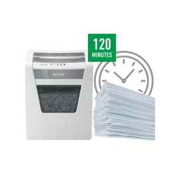 Destructora de documentos leitz iq office p5 capacidad de corte 10 hojas destruye grapas y clips 23 litros
