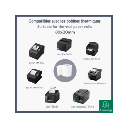 Rollo sumadora exacompta termico 80x70 mm 48 g/m2 sin bpa