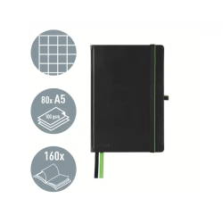 Cuaderno encolado leitz complete tapa dura din a5 80 hojas cuadro 5 mm color negro