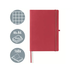 Cuaderno encolado leitz complete tapa dura din a4 80 hojas cuadro 5 mm color rojo