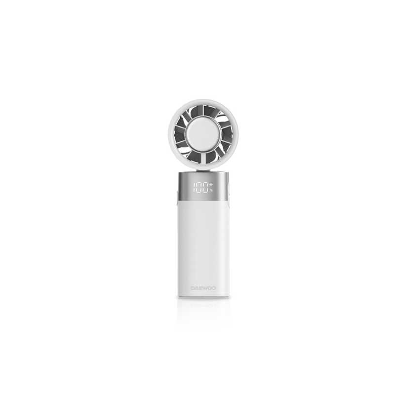 Ventilador de mano daewoo high power 10w 80 velocidades recargable color blanco