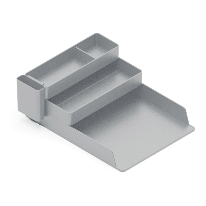 Bandeja sobremesa plastico q-connect organizador de escritorio con 4 departamentos color gris