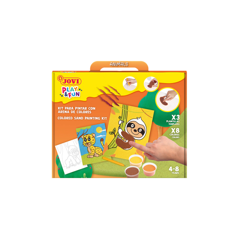 Juego jovi play&fun pinta con arena de colores animales terrestres