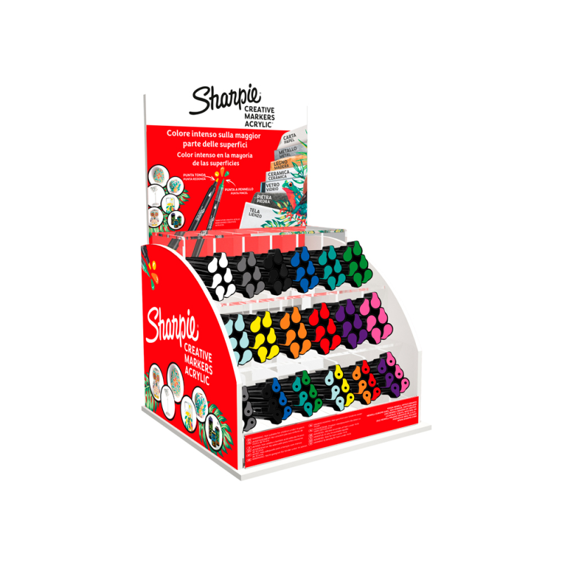 Rotulador sharpie acrilico punta fina expositor de 144 unidades colores surtidos