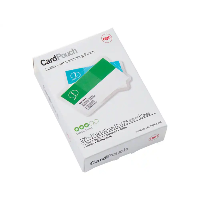 Bolsa de plastificar gbc jumbo 75x105 mm 2x125 mc caja de 100 unidades