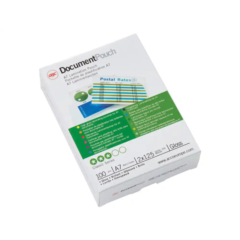 Bolsa de plastificar gbc din a7 2x125 mc caja de 100 unidades