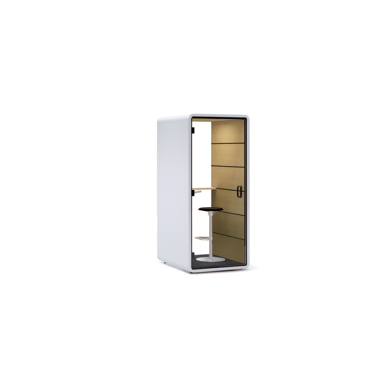 Cabina acustica rocada rome individual con estructura blanca y tapizado interior color 06