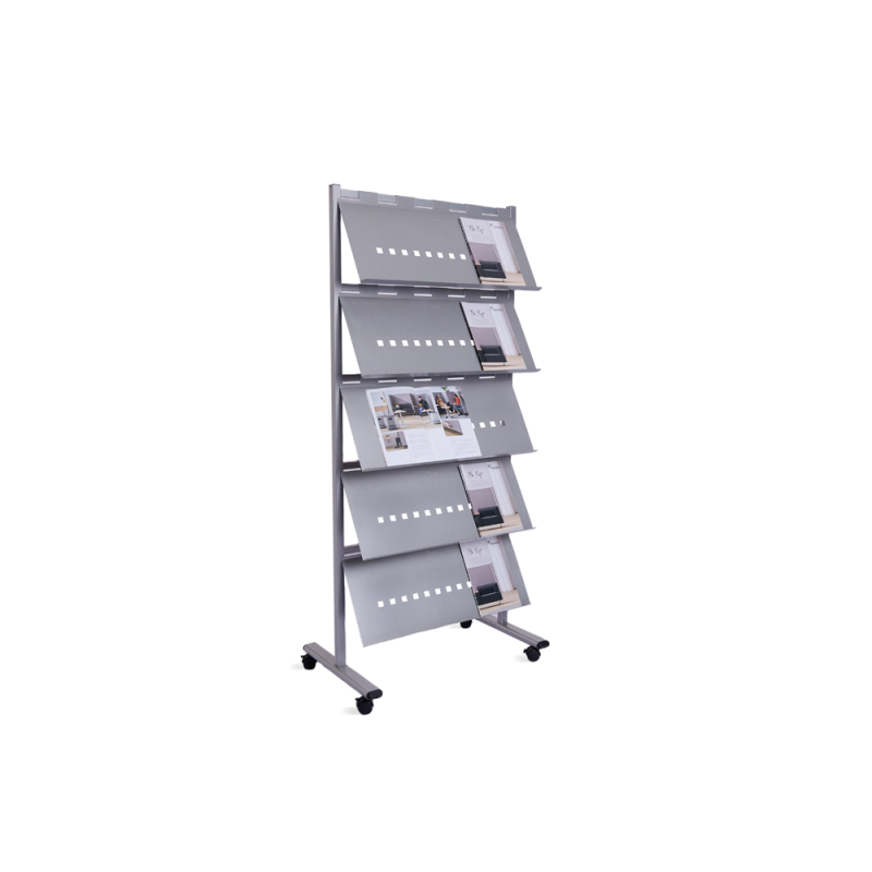 Separador movil rocada estructura metalica de acero con 5 bandejas incluidas ruedas con frenos 82x185x49