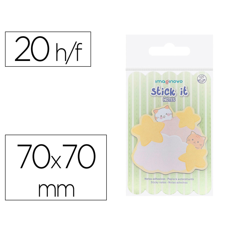 Bloc notas adhesivas imaginovo meow 20 hojas nubes 70x70 mm