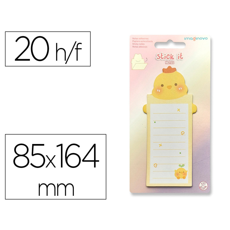 Bloc notas adhesivas imaginovo letter con mensaje trasero pollito 20 hojas 85x164 mm