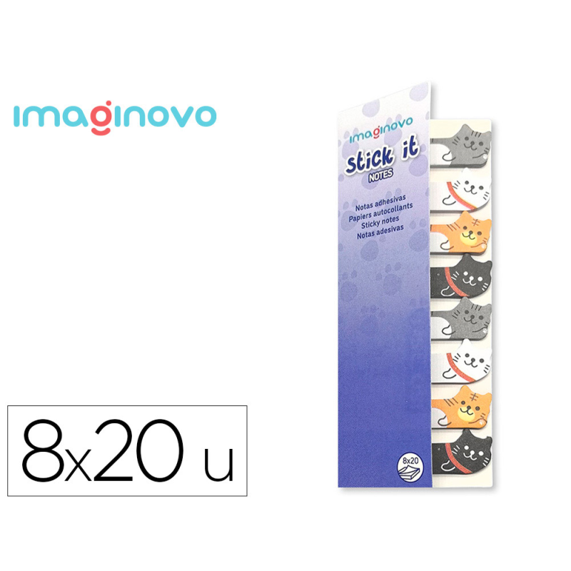 Bloc notas adhesivas imaginovo marcapaginas gato 120 hojas 8x15x48 mm