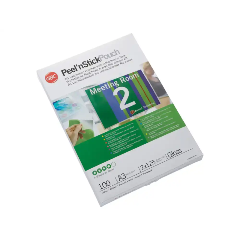 Bolsa de plastificar gbc din a3 autoadhesiva 2x125 mc caja de 100 unidades