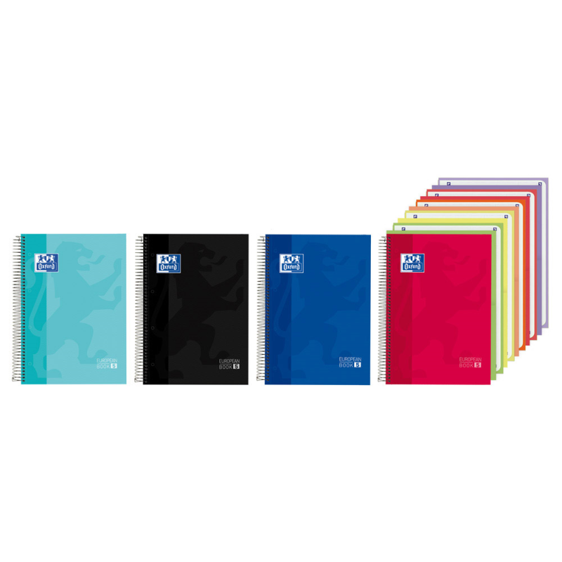 Cuaderno espiral oxford europeanbook 5 tapa extradura din a4 150 hojas cuadro 5 mm con 5 bolsas separadoras