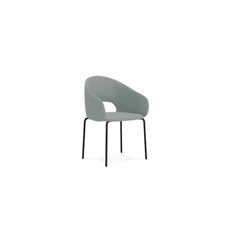 Butaca rocada von-c con base metalica de 4 patas base color negro tapizado gris 60x58x79 cm
