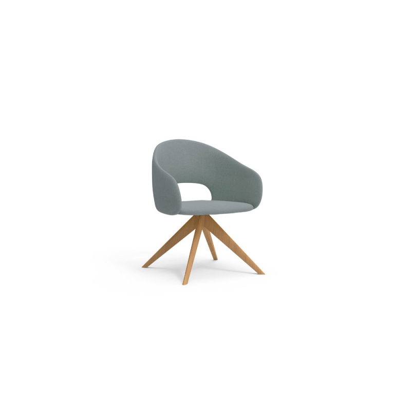 Butaca rocada avon-d con base de madera de 4 patas base color madera oscuro tapizado gris 60x56x81 cm