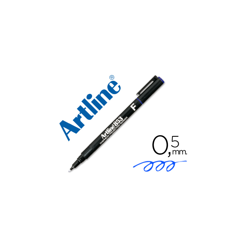 Rotulador artline retroproyeccion punta fibra permanente ek-853 azul -punta redonda 0.5 mm