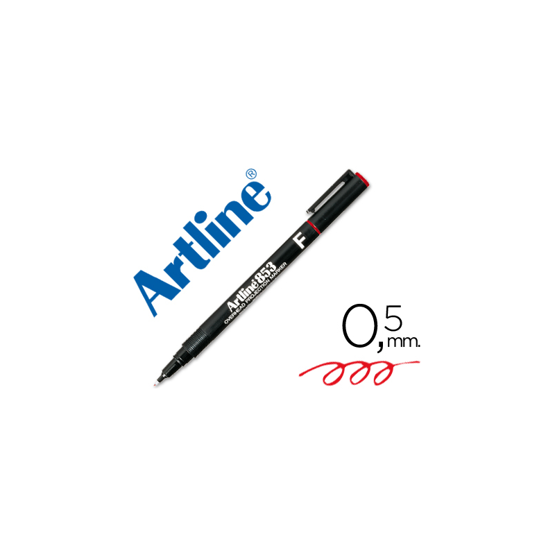 Rotulador artline retroproyeccion punta fibra permanente ek-853 rojo -punta redonda 0.5 mm