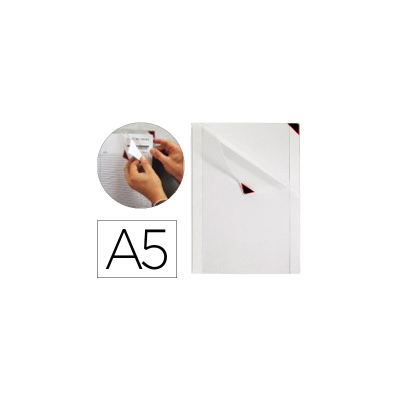 Funda de presentacion djois kang easy clic adhesiva removible din a5 esquina magnetica pack 5 uds