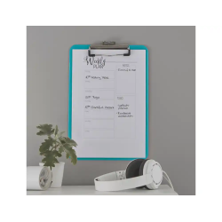 Carpeta leitz wow plastico rigido din a4 con pinza superior color turquesa