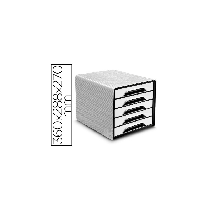 Fichero cajones de sobremesa cep 5 cajones blanco/negro 360x288x270 mm