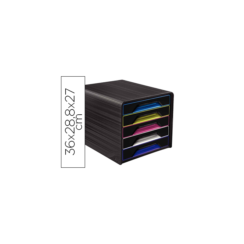 Fichero cajones de sobremesa cep 5 cajones negro/multicolor 360x288x270 mm