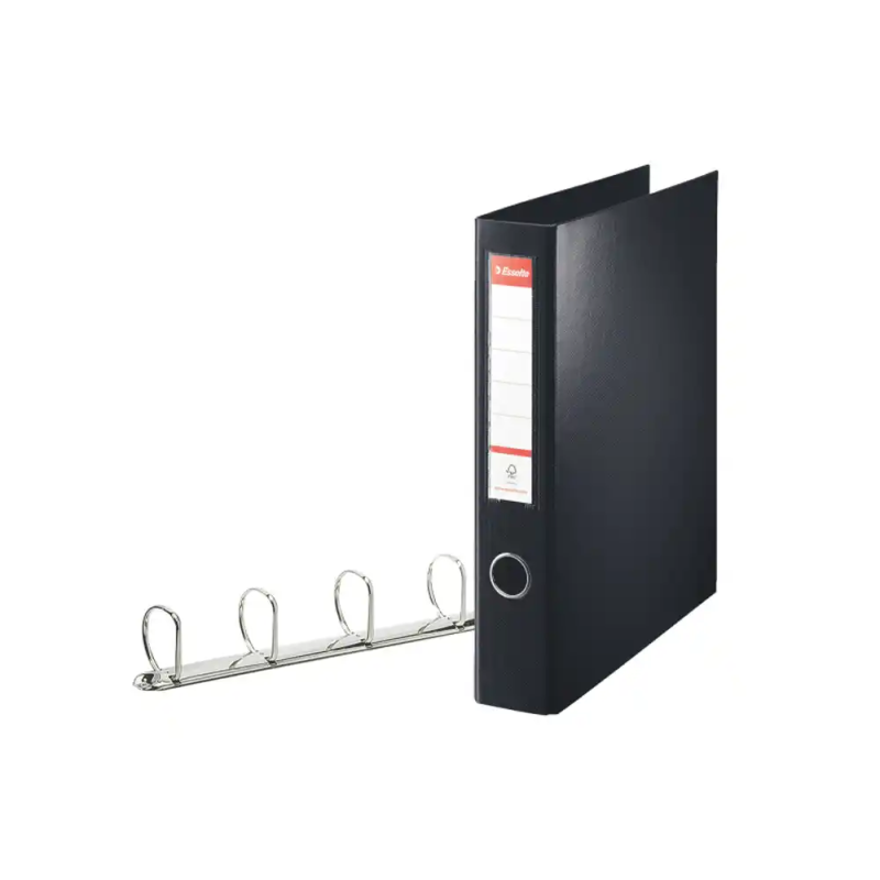 Carpeta esselte 4 anillas 40 mm din a4 plastico forrado color negro
