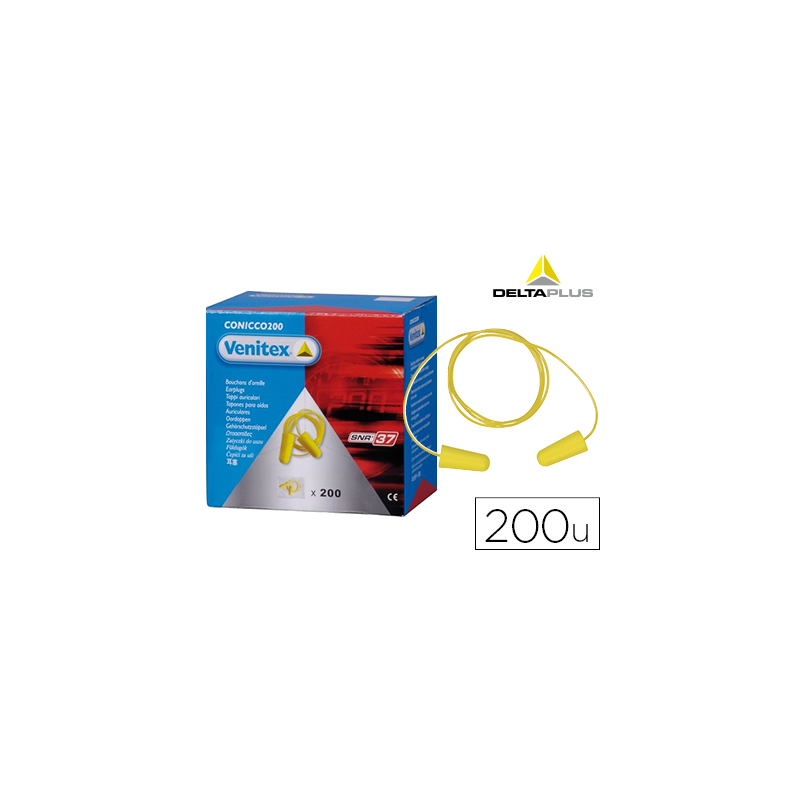 Protector auditivo delta plus conico con cordon caja 200 pares