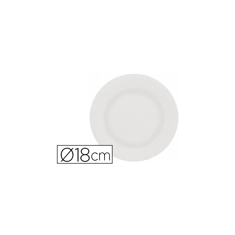 Plato papel reciclable blanco 18 cm paquete 50 unidades