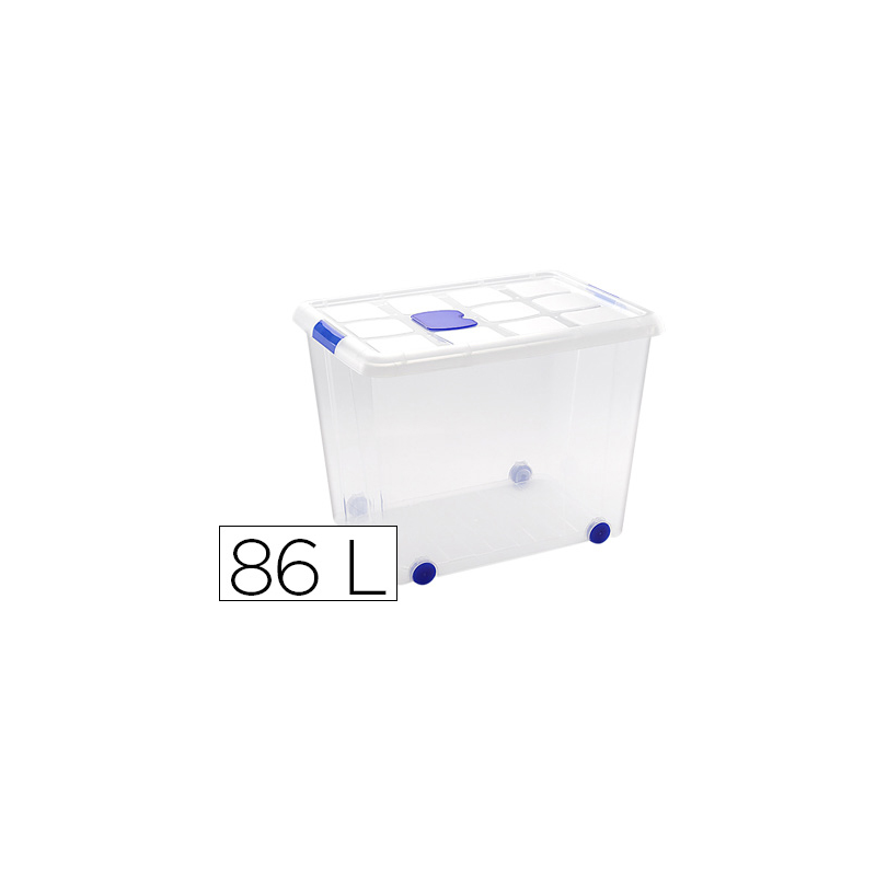 Contenedor plastico plasticforte 86 litros n 8 transparente con tapa 470x620x450 mm