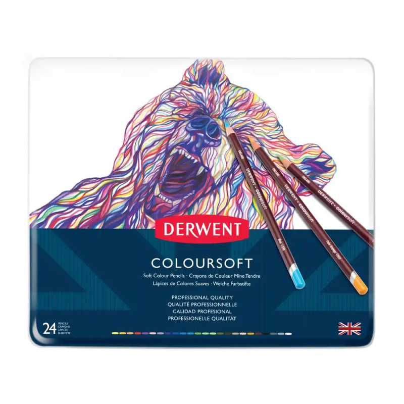 Lapices de colores derwent coloursoft caja de 24 unidades colores surtidos