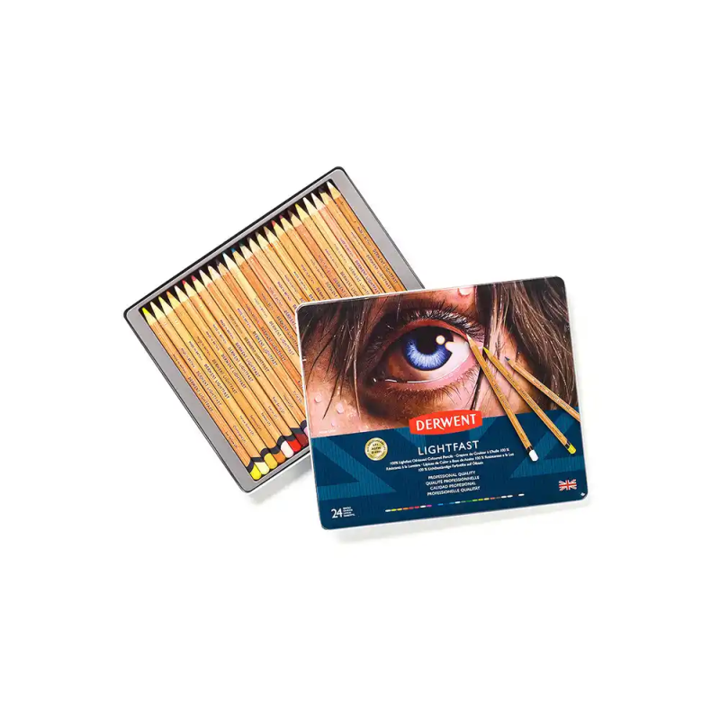 Lapices de colores derwent lightfast resistente a la luz caja metalica 24 colores surtidos