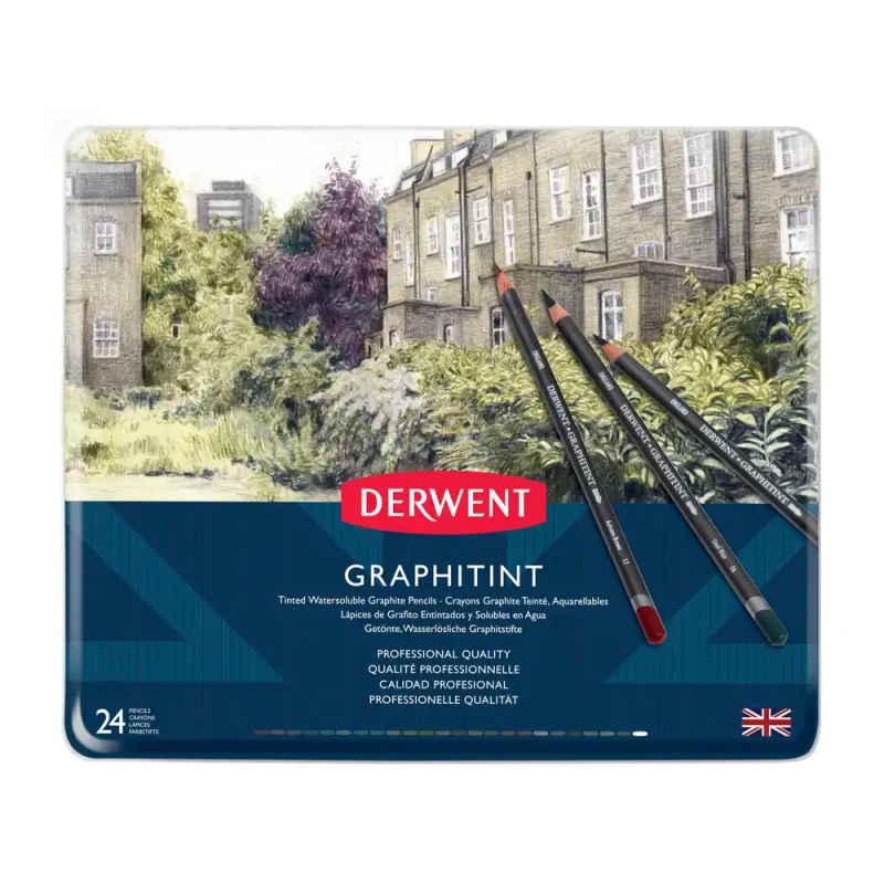 Lapices de grafito derwent graphtint caja metalica 24 unidades