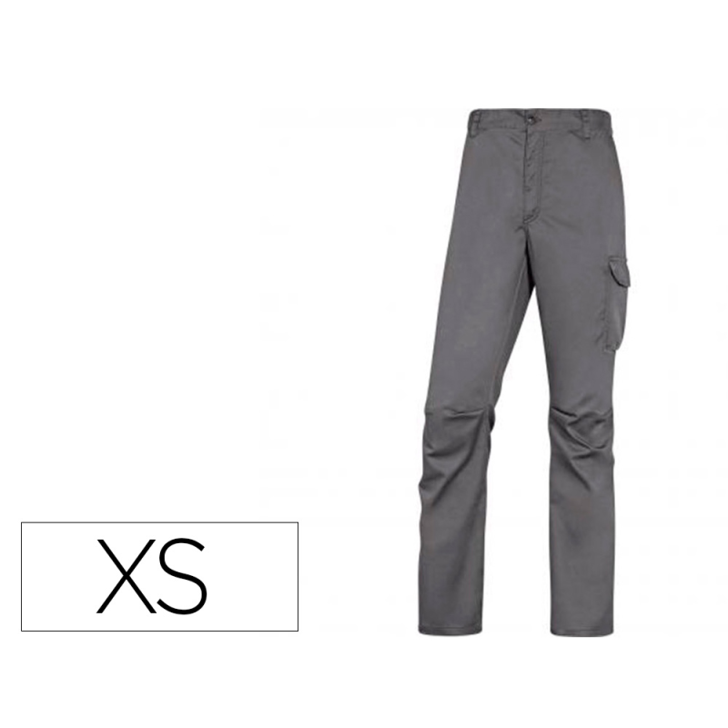 Pantalon de trabajo deltaplus cintura elastica 5 bolsillos color gris / negro talla xs