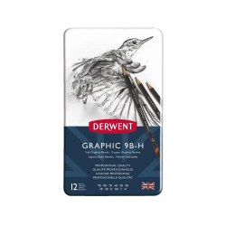 Lapices de grafito derwent caja metalica 12 unidades durezas surtidas