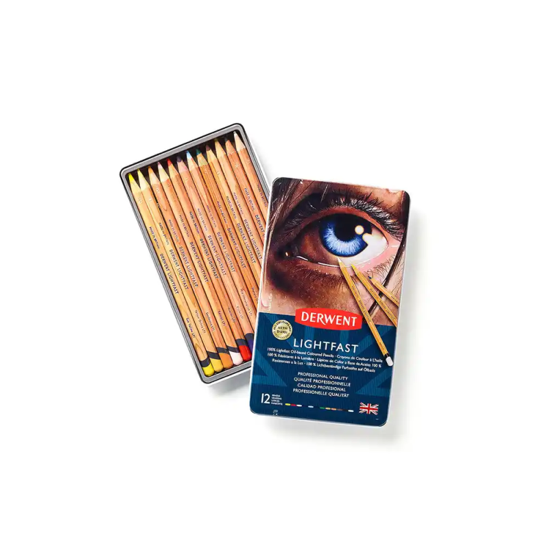 Lapices de colores derwent lightfast resistente a la luz caja metalica 12 colores surtidos