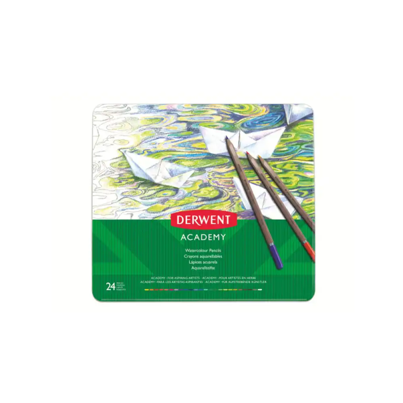 Lapices de colores derwent acuarelable caja metalica 24 unidades colores surtidos